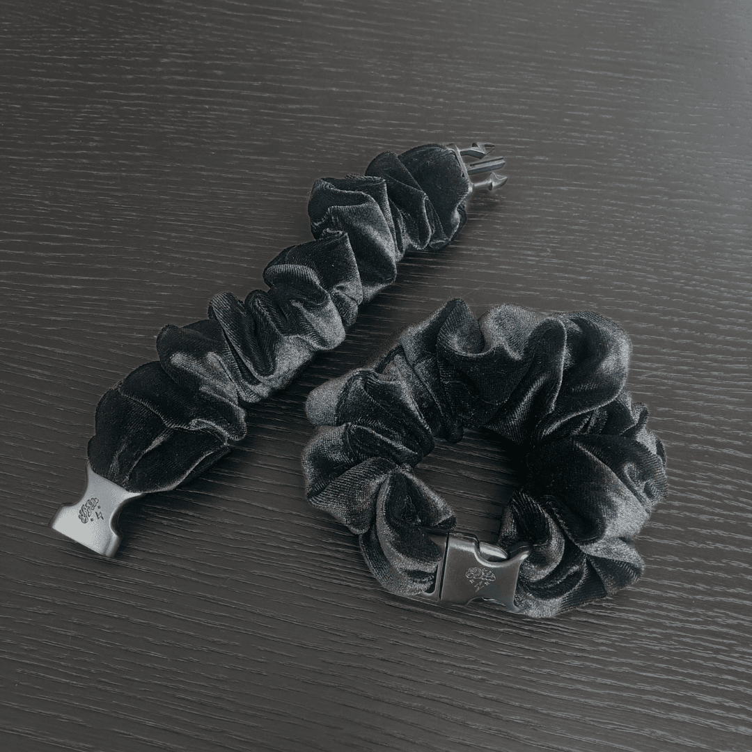 Black Velvet Buckle Scrunchie - No Snagging, No Tangles