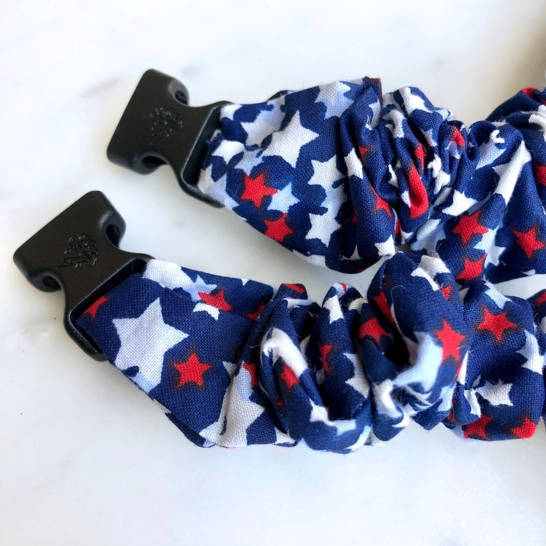 Team USA "Shooting" Stars Patriotic Buckle Scrunchie - No Snagging, No Tangles