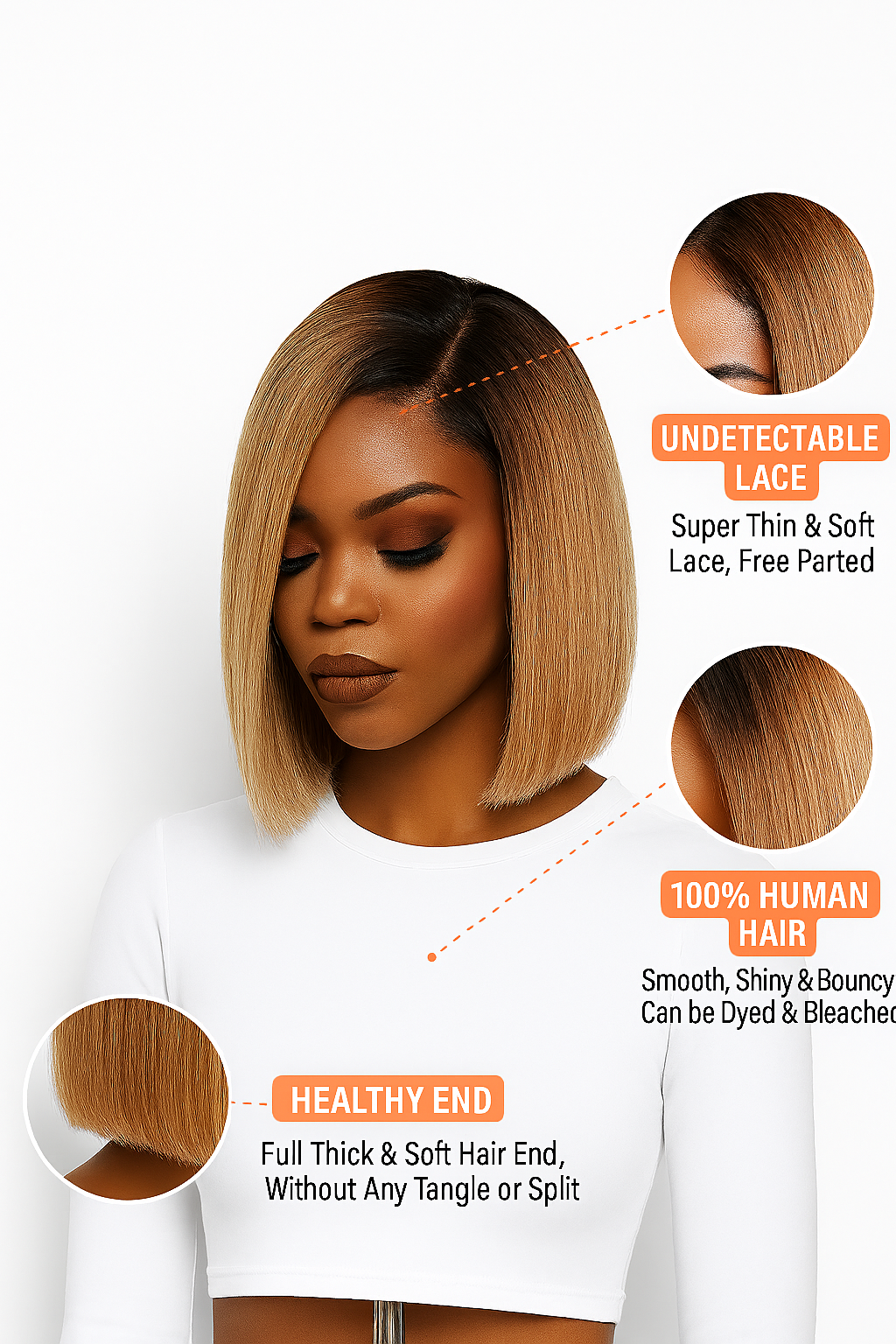 RemyLuxe Blonde Ombre Blunt Bob Wig