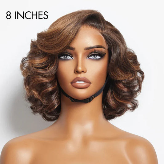 RemyLuxe 8 Inch Brown Loose Wave Wig
