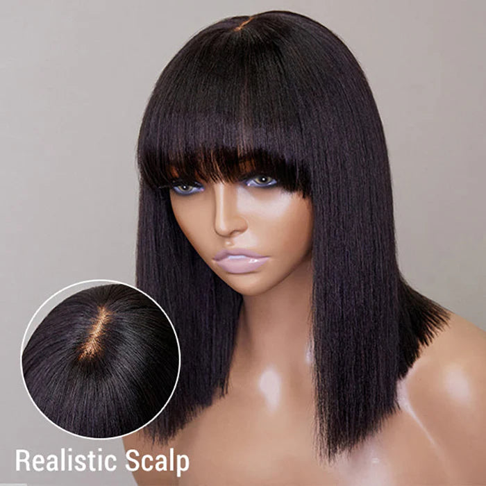 RemyLuxe 12 inch Straight Bob with Bangs Wig