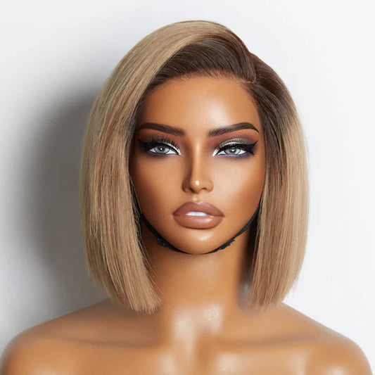 RemyLuxe 8 Inch Blonde Ombre Blunt Bob Wig