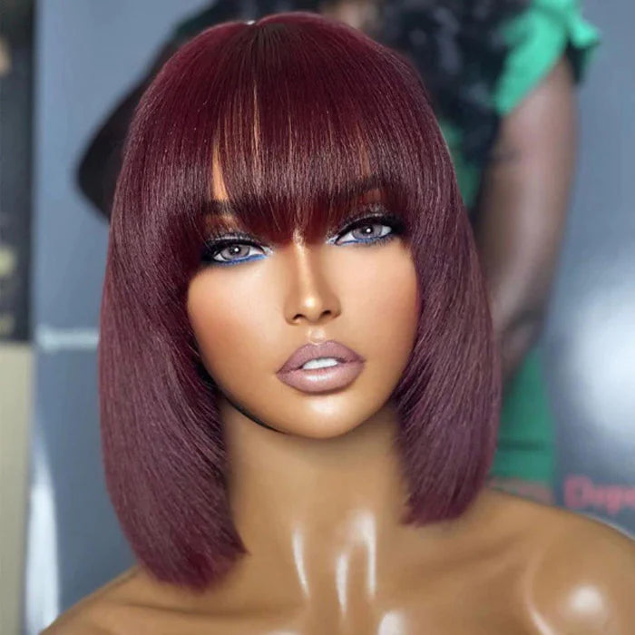 RemyLuxe 10 Inch Reddish Layered Bob Wig