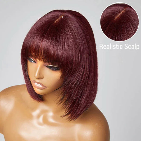 RemyLuxe 10 Inch Reddish Layered Bob Wig