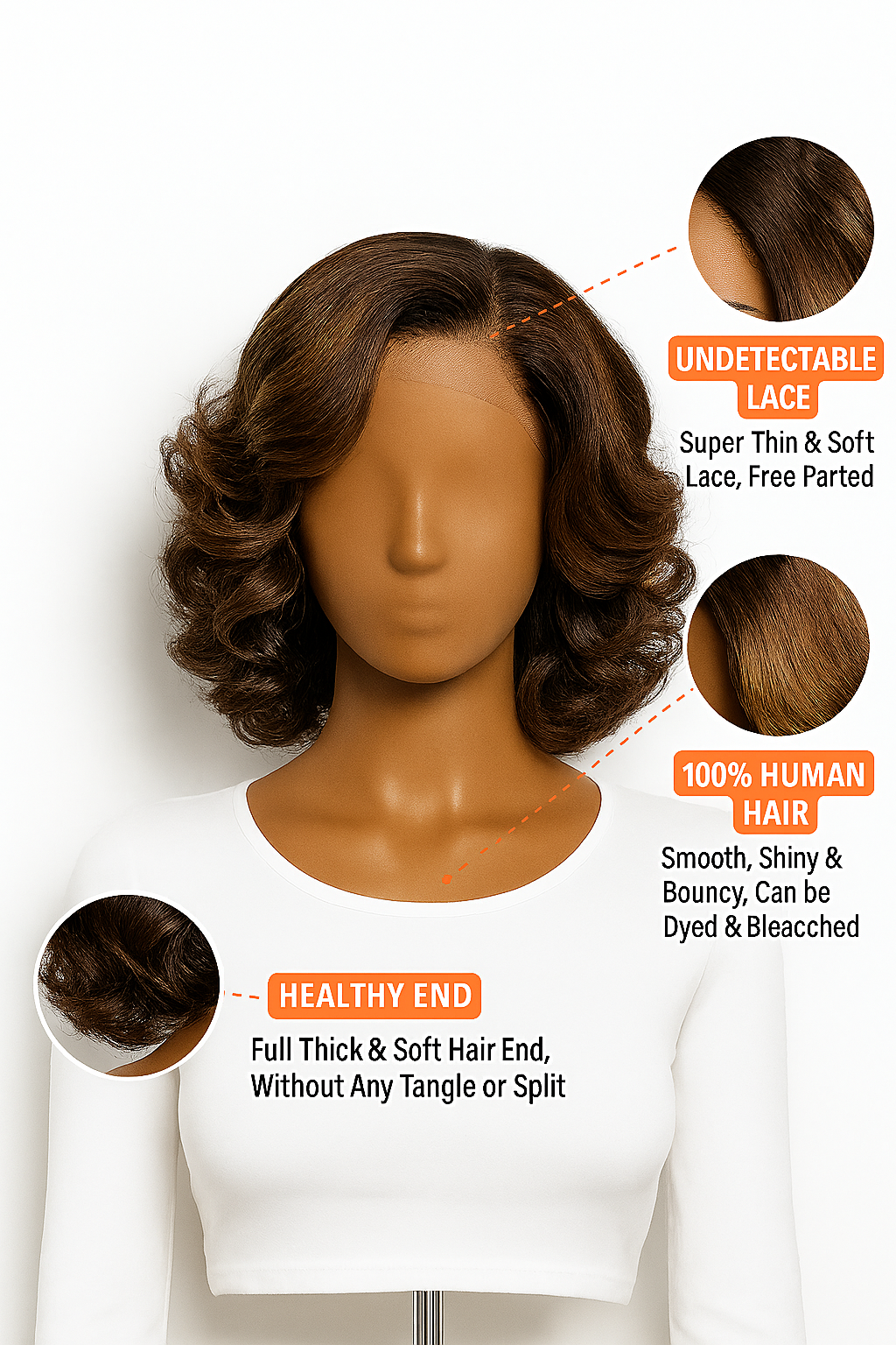 RemyLuxe Brown Loose Wave Wig