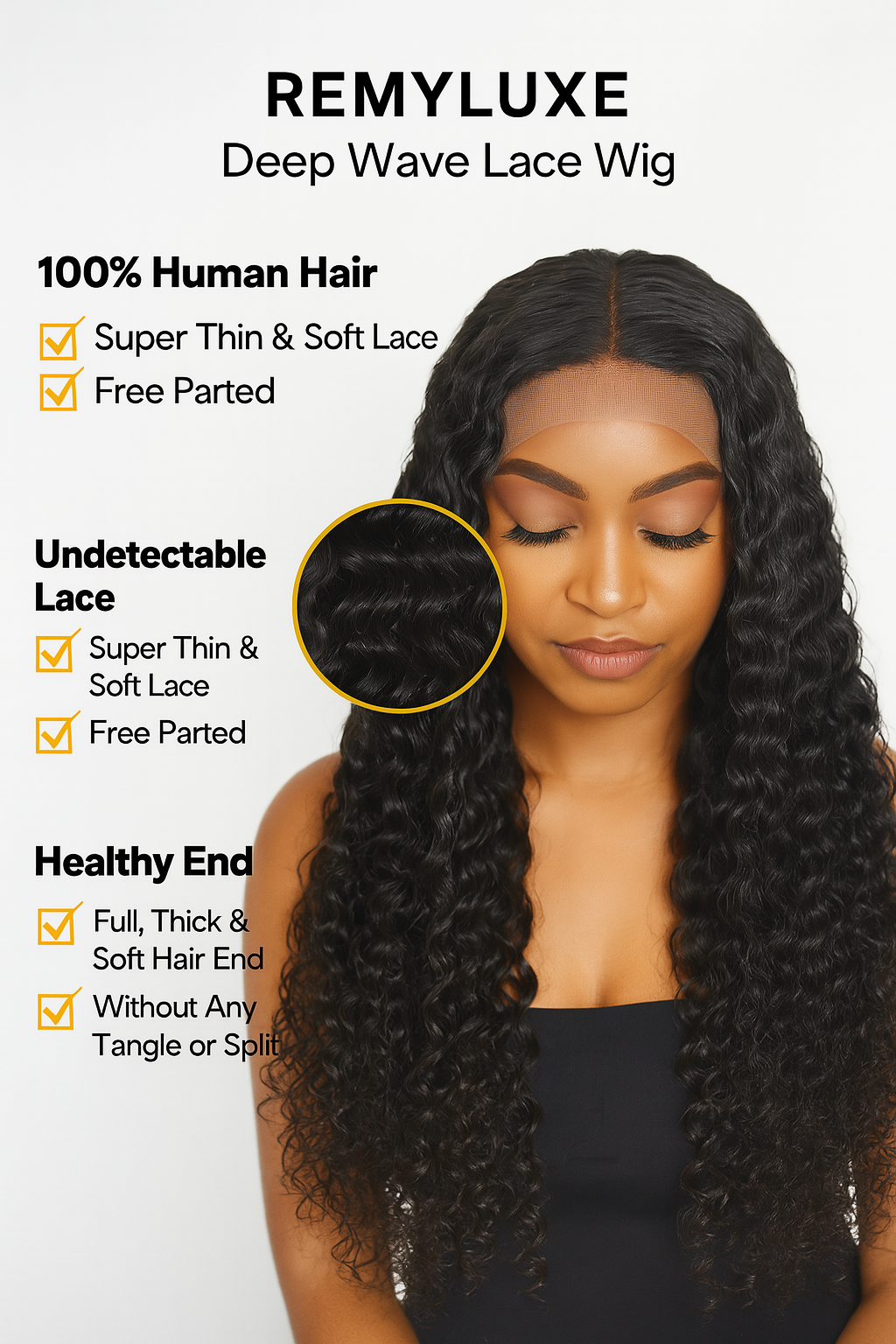 RemyLuxe Deep Wave Lace Wig