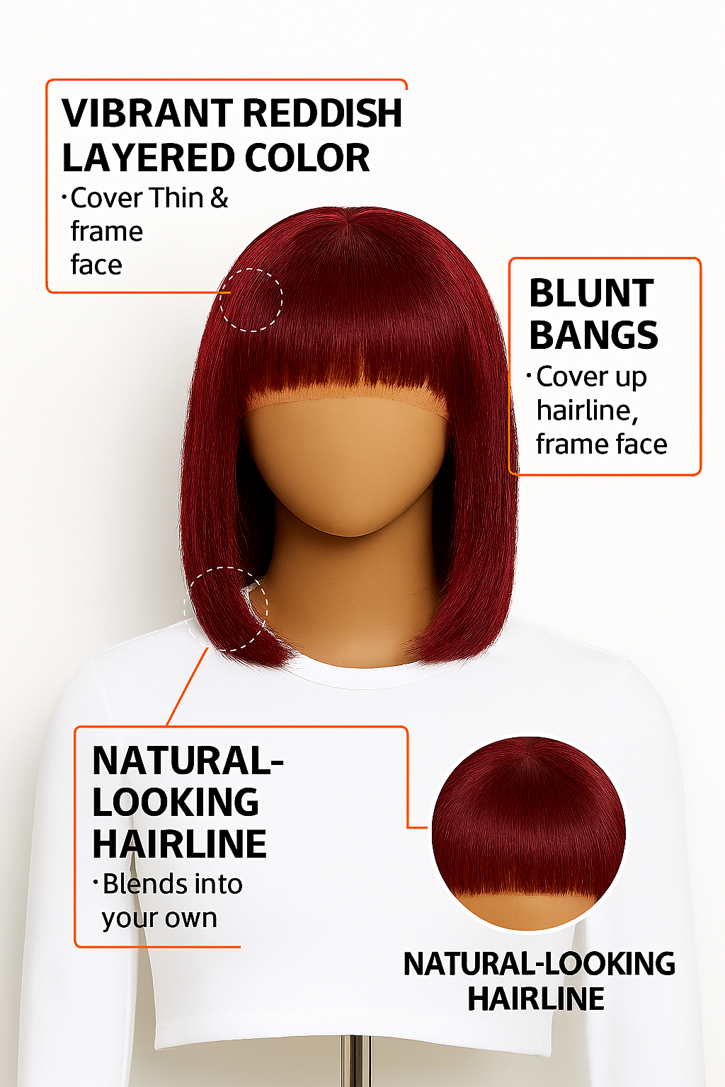 RemyLuxe Reddish Layered Bob Wig